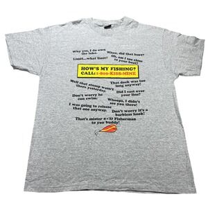 Sherry's Best Shirt Mens XL Gray How's My‎ Fishing Funny Graphic Tee Leech Lake